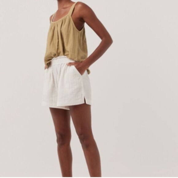 NEW Pact The Coastal Daily Short 100% organic cotton gauze cream shorts … - Picture 1 of 7